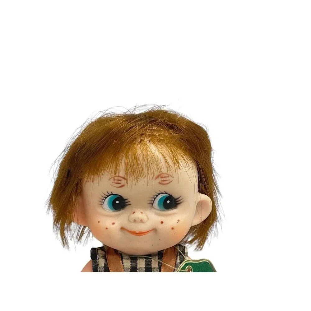 Vintage Forsum 6'' Big Eyes Redhead Freckles Rubber Doll Japan 1960s Boy Red Tag